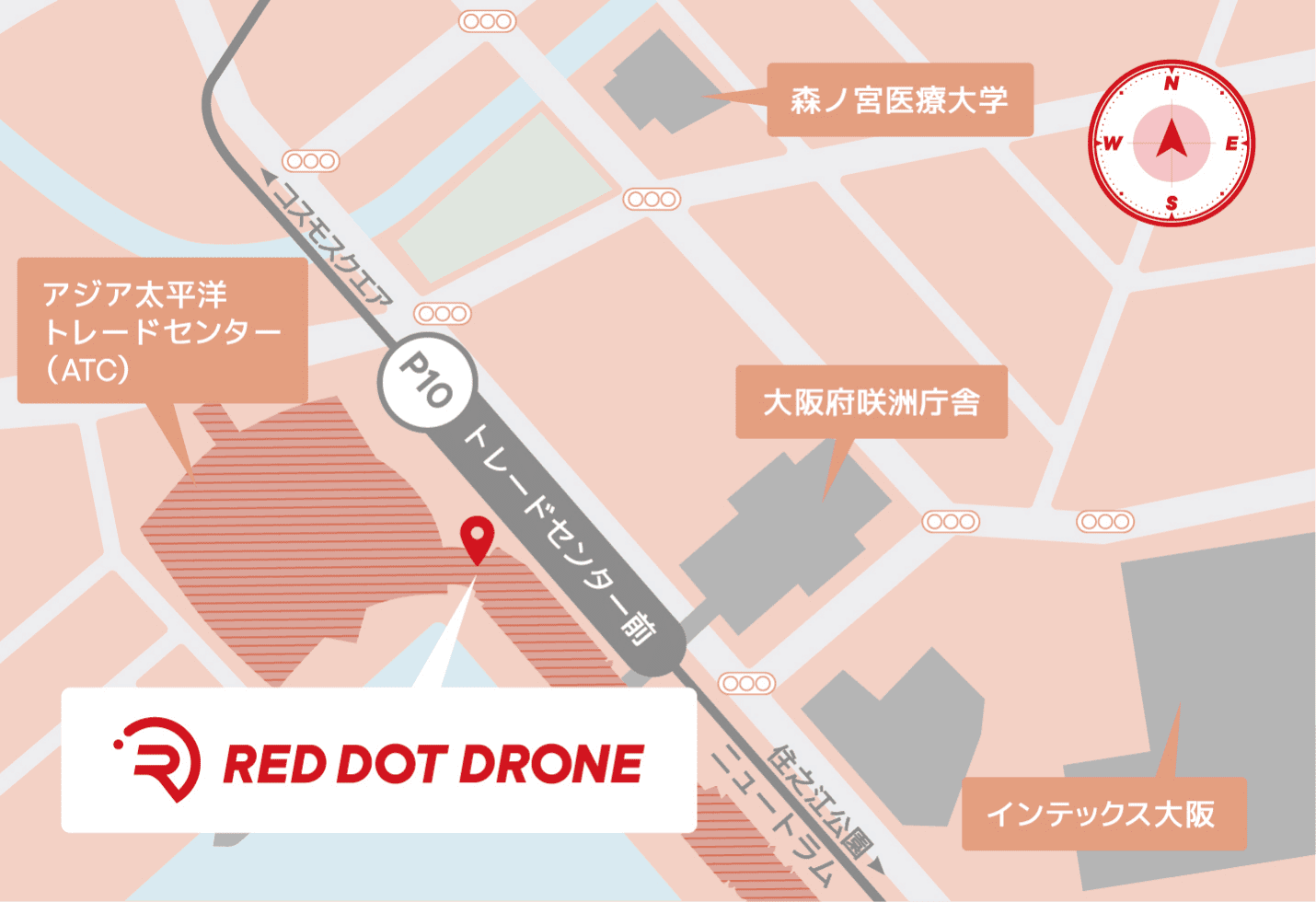 RED DOT DRONE 大阪本社 マップ画像