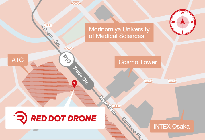 RED DOT DRONE Osaka HQ map